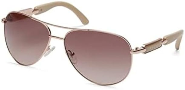 GUESS Women's Metal Sunglasses, Shiny Rose Gold/Gradient Brown, 60mm