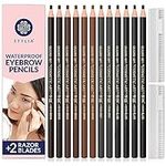 Microblading Supplies Waterproof Eyebrow Pencil - 12 Piece Brow Mapping Pencil Set For Marking, Filling And Outlining, Tattoo Makeup Kit And Permanent Makeup Eye Brow Liners In 5 Colors