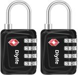 Diyife TSA Luggage Locks, [Updated Version] 4-Digit Security Padlock, [2 Packs] Resettable Zinc Alloy Small Combination Padlocks, Mini Code Lock for Travel Suitcases Luggage Bagpack Case (Black)