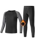 Roadbox Kids Thermal Base Layer - Youth Fleece Lined Underwear Set Boys Tops & Bottom Long Johns for Cold Weather