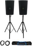 Audiosavings Bundle: (2) Mackie Thump212XT 12" 1400 Watt Enhanced Powered DJ PA Speaker Thump 212XT Bundle with Pair Rockville Adjustable Tripod Speaker/Light Stands+(2) 20 Foot XLR Cables (3 Items)