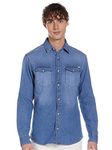 JACK & JONES Mens Sheridan Denim Shirt-Medium Blue Denim XXL