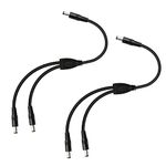 GINTOOYUN 2 PCS DC Y Splitter Power Cable 18AWG DC 5.5MM x 2.1MM Male to Dual DC 5.5MM x 2.1MM Male Supply Splitter Cable for LED Light Bar CCTV Security Cameras etc(1FT)