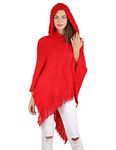 MANRA Women solid Cape Coat (SC 21 KASHMIRI CAP WITH FUR RED_Red_Free Size)