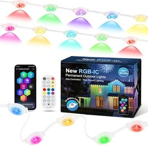 Qunlight Permanent Outdoor Lights for House, 90 LED 150ft RGB+IC Eaves Lighting,Color Changing String Smart Lights Outdoor for Patio Decor,Year Around,Parties, Game Day, Easter, Christmas Decor