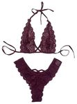 Xs and Os Women Cross Style Lace Bra Panty Lingerie Set (Purple, Free Size)