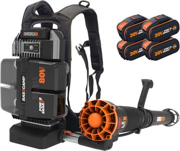 WORX 80V Cordless Backpack Blower – Brushless AIR Turbine, 4x4.0Ah Battery, Basecamp Charger