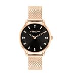 Coach Chelsea Qtz Basic Slim Black Round Dial Women's Watch|Ionic Plated Rose Gold Steel Material|Gold Color Band - 14504217