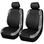 Flying Banner Carbon Fibre Leather Car Seat Covers Front Pair Airbag Compatible Protector Universal for Most Car Truck Vans SUVs (Black and White Zebra Print)