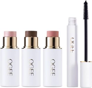 Ogee Volumizing Mascara & Radiant Face Stick Trio Bundle - Organic Mascara with Contour Makeup Collection