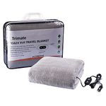 Trimate Electric Car Heating Blanket Plush 3 Heat Settings, Auto Shutoff, Washable, 55 X 40, Plugs into Cars 12v and Trucks 24v Outlet, Great for Cold Weather, Tailgating, Emergency Kits, Gray