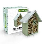 Wild Bee House Insect Home Bug Hotel in Green with Metal Roof Small Bug House with Cleaning Brush & Gift Box Attracts Bees, Butterflies & many other Bugs & Insects