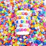 Gxueshan 1000 Pcs Acrylic Plastic Heart Star Mix Perforated Beads Bulk Rainbow Hair Beads, DIY Face Mask Pony Beads for Friendship DIY Kandi Bracelet Necklace Jewelry Making Supplies Kit (MIX)