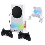 Wall Mount Bracket with RGB Cooling Stand Compatible with Xbox Series S Console,Mcbazel Xbox Series S Wall Mount With Dual Cooling Fan with 2 Hook-White