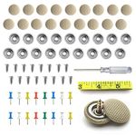 60PCS Car Roof Headliner Repair Kit, Auto Roof Snap Rivets Retainer for Interior Ceiling Cloth Fixing Repair Buckle with Installation Tool (Beige Grid)