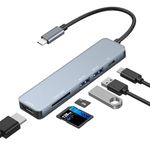 Avigers USB C Hub (6 in 1), Multiport Adapter with 100W PD, 4K HDTV, USB 3.0/2.0, SD/TF Card Reader, USB c Port for iPhone 15/16/17, MacBook, iPad, Samsung, Surface, etc
