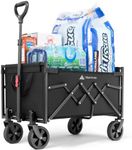 Hikenture Wagon Cart Foldable, Ultra-Compact Small Utility Folding Wagon, Heavy Duty Grocery Cart with All-Terrain Wheels, Portable Collapsible Wagon for Garden, Beach, Shopping, Camping, Sports