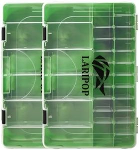 LARIPOP 3700 Tackle Box, Plastic Tackle Trays, Transparent Fishing Tackle Box Organizer with Removable Dividers,2 Packs Lure Boxes Terminal Tackle Storage,Lure Box and Parts Storage