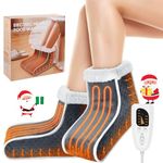 Split Electric Foot Warmer, Quick Heating Pad for Feet, 6-Level Heated Slippers for Men Women, Soft Heated Boots, Feet Warmer with Detachable Washable Liner for Home, Christmas