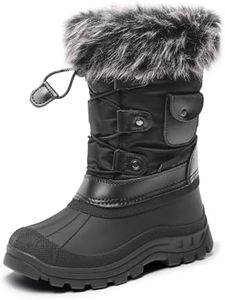 DREAM PAIRS Boys Girls Snow Boots Waterproof Outdoor Warm Cozy Anti-Slip Mid Calf Faux Fur Lining Insulated Winter Shoes for Little/Big Kids,Size 12 Little Kid,Black,KSNOW