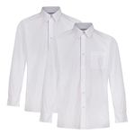 Trutex 2 Pack Long Sleeve Boys School Shirts (3-16+ Years) Durable Boy's Button-Down Shirts, 2 x Non-Iron Long Sleeve School Shirts Boys - Genuine School Uniform White