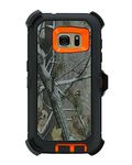 WallSkiN Case for Galaxy S7 (5.1") Heavy Duty Full Body Military Grade Drop Protection Carrying Cover Holder | Holster for Men Belt with Clip Stand – Camouflage/Orange