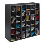 Safco Wooden Paper and Mail Organizer for Home Office and Classroom, Adjustable Shelves and Stackable, 36 Compartments, Black