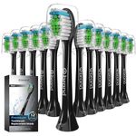 12 Pack o1brand ADULT Toothbrush Heads Compatible with Sonicare Electric Toothbrush, Medium Softness, Premium Brush Heads (Black)