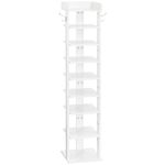 HOOBRO Narrow Shoe Rack, 9-Tier Tall Shoe Rack, Wooden Shoe Storage Organizer with 2 Hooks, Slim Shoe Shelf, Vertical Shoe Tower for Entrance, Living Room, White EWT81XJ01G2