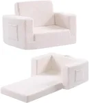 Givjoy Toddler Chair Sherpa Kids Couch, 2-in-1 Toddler Soft Kids Sofa Toddler Lounger Chair for Bedroom, Convertible Toddler Couch for Girls and Boys, Reading Chair for Kids, Beige