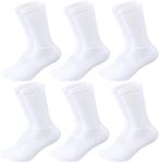 Kids Crew Socks Boys Cushioned Athletic Socks Girls Cotton Dress Socks Thick Sports School Uniform Youth 6 Pairs, 6 Pairs, White, Large