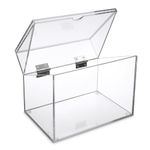 BSTKEY Acrylic Clear 4 x 6 inch Index Card Holder Recipe Card Box, Decorative Photo Storage Box Note Card Box Small Keepsake Organizer Box with Display Board Lid (No Cards)