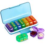 POPCUBE Premium Medicine Organizer Box 2 times a day with Detachable Compartments-Pill Organizer Box for Travel- Pill Box for storing medicines, pills, supplements (Multicolor)