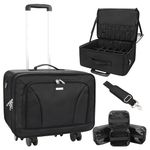 Relavel Rolling Makeup Train Case with Detachable Universal Wheels, Extra Large Makeup Travel Bag Professional Trolley Cosmetic Case 3-Layer Cosmetic Organizer for Makeups Artist Hairstylist