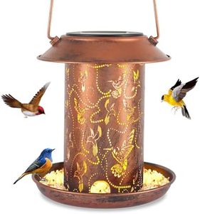 Hummingbird Solar Bird Feeder for Outdoors Hanging Solar Lanterns Waterproof Metal Wild Bird Feeders Garden Outside Yard Decor Christmas Birthday Gifts for Women Mom