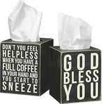 Primitives by Kathy Box Sign Tall Tissue Box, 5.25-Inch by 5.25-Inch, Sneeze