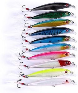 10 Fishing Lure, Hard Minnow Fishing Lures Saltwater Bass Crankbait Set with Treble Hooks, for Bass Trout Walleye Redfish