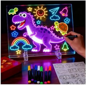 Kristen GlowBoard LED Drawing Board, Light Up Message Board with 7 Colors, 13.7"x10" Acrylic Dry Erase Art Board for Kids and Adults, Chirstmas Gift for Girls