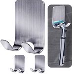 Gorffy Razor Holder for Shower 3 Pcs, Stainless Steel Shaver Holder for Shower, Waterproof Self Adhesive Shower Razor Holder, Multipurpose Razor Shower Holder for Bathroom (Silver)