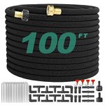 XDRSIXA Soaker Hose 100 FT For Garden Beds,Solid Brass Connector 1/2" Round Heavy Duty Garden Soaker Hose Kit Watering Hose With Holes For Vegetable/Fruit Beds, Shrubs, Lawn,Yard