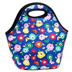 YOUBDM Neoprene Lunch Bags Thermal Insulated Lunch Tote Bag Reusable Washable Neoprene Picnic Bag for Women Men (Butterfly flowers)