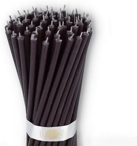 Danilovo - Candele in Cera d'Api, 50 Pezzi, Colore Nero, Candele Decorative per Preghiera, per Rituali, Decorazione o Candele di Compleanno, 16 cm x 0,5 cm