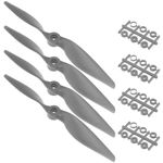 eMagTech 4pcs RC Propellers with Hole Adapters Electric RC Airplane Composite Propeller Remote Control Plane Compatible with 2212-3528 Motors, Gray