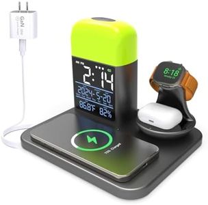 3 in 1 Wireless Charging Station,Wireless Charger Compatible with iPhone 16/15/14/13/12/11/Pro/Max/XS/Plus.for Apple Watch,Charging Dock for AirPods with Digital Alarm Clock and Night Light