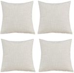 GONOVE Cushion Covers 60×60cm Solid Soft Cotton Linen Throw Pillow Cover Set of 4 Decorative Plain Pillowcase Square Cushion Cover for Home Sofa Bed Chair Décor, Beige