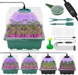 Seed Starter Tray with Grow Light, 5 Pack 60 Cells Thicken Seed Starter Kit with Adjustable Humidity Domes and Heightened Lids, Plant Germination Trays for Seeds Growing Starting