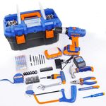 WADFOW Cordless Impact Drill Driver, 20V 10mm Chuck Variable Speed, with 115 Pcs Multitool Kit 2 Batteries 1 Charger, 119Pcs Tool Kit with Cordless Drill Machine Packed by Plastic Tool Box