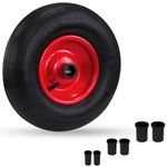 14"/35 cm Wheelbarrow Wheel Tyre 4.00-6 PU Heavy Duty Wheel Replacement Tire for Garden Trolley Barrow Go Cart Trailer Truck Black/Red