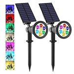 T-SUNUS LED Solar Spotlights, 7 LED Color-Changing Garden Solar Lights,Security Lighting, Path Lights,Christmas Landscape Light for Patio,Lawn,Tree,Yard, Garden (2Pack)