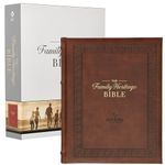 NLT Family Heritage Bible, Large Print Family Devotional Bible for Study, New Living Translation Holy Bible Faux Leather Hardcover, Additional Interactive Content, Brown